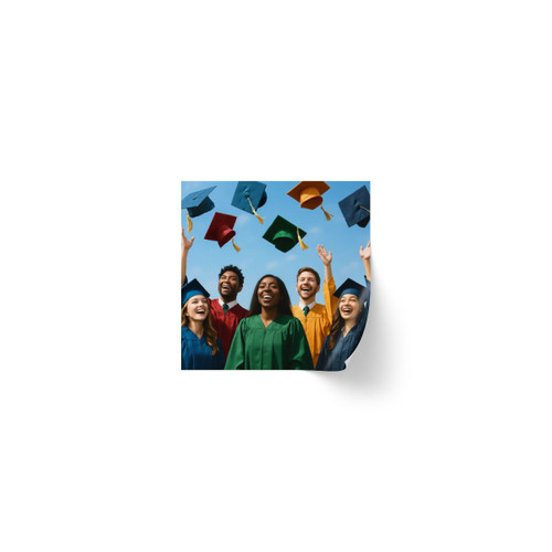 Cap Toss Celebration - Square Sticker Label Rolls