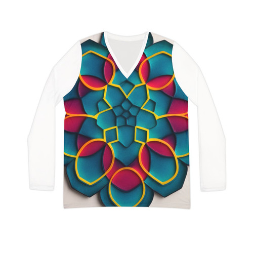 Kaleidoscope Harmony - Women's Long Sleeve V-neck Shirt (AOP) Kaleidoscope Harmony - Women's Long Sleeve V-neck Shirt (AOP)