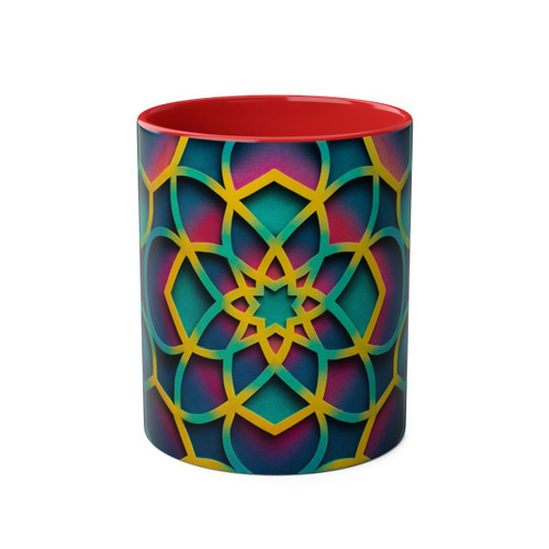 Kaleidoscope Harmony - Two-Tone Coffee Mugs, 11oz