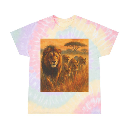 Lions in the Golden Savanna Hunt - Tie-Dye Tee, Spiral