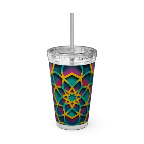Kaleidoscope Harmony - Sunsplash Tumbler with Straw, 16oz