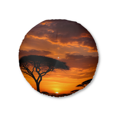 Savanna Sunset Harmony - Tufted Floor Pillow, Round