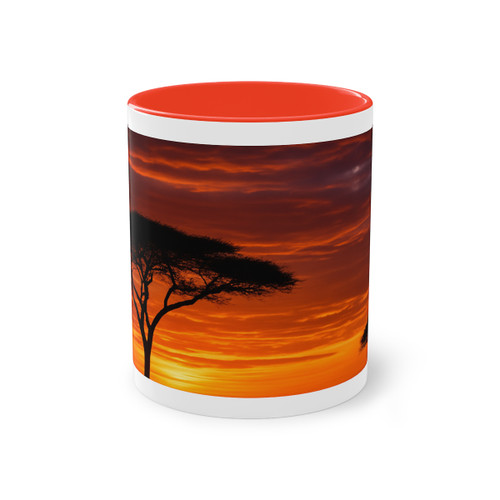 Savanna Sunset Harmony - Two-Tone Coffee Mug, 11oz