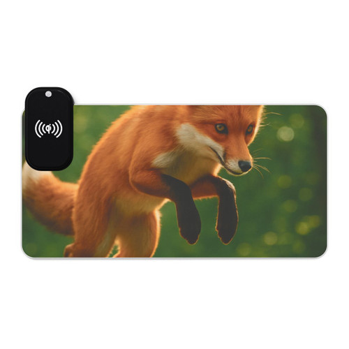 Whimsical Fox Tails - LED Gaming Mouse Pad, Wireless Charging