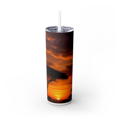 Savanna Sunset Harmony - Skinny Tumbler with Straw, 20oz