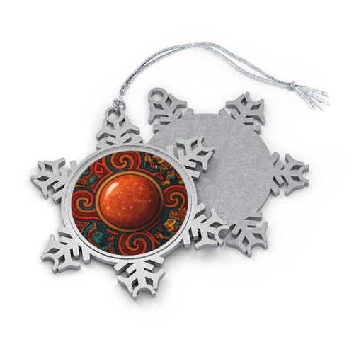 Sunstone Embrace - Pewter Snowflake Ornament