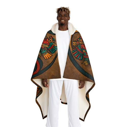 Sunstone Embrace - Hooded Sherpa Fleece Blanket