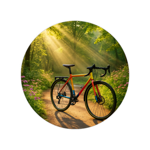 Pedal Through Paradise - Transparent Outdoor Stickers, Round, 1pcs