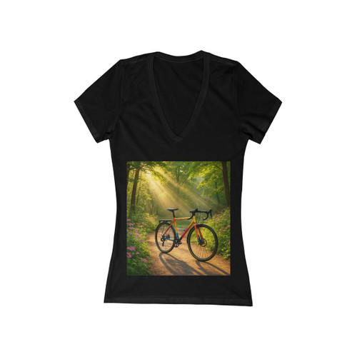 Pedal Through Paradise - Women's Jersey Short Sleeve Deep V-Neck Tee