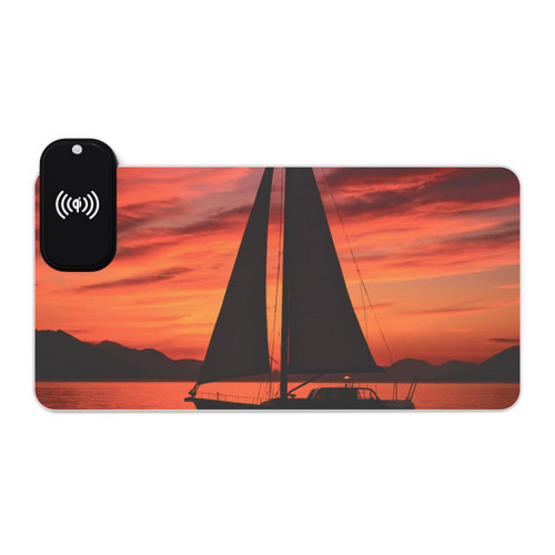 Sailing into Sunset - LED Gaming Mouse Pad, Wireless Charging