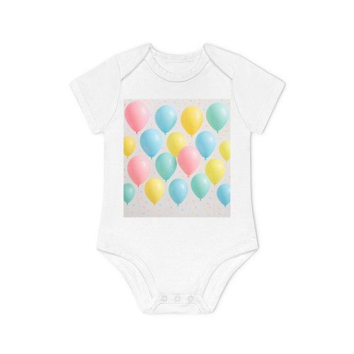 Whimsical Balloon Bash - Baby Organic Short Sleeve Bodysuit Whimsical Balloon Bash - Baby Organic Short Sleeve Bodysuit