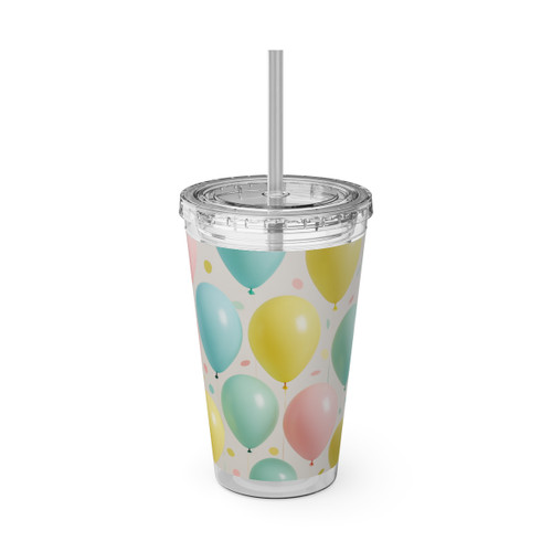 Whimsical Balloon Bash - Sunsplash Tumbler with Straw, 16oz