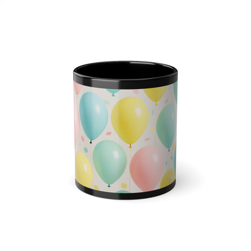 Whimsical Balloon Bash - Black Coffee Cup, 11oz