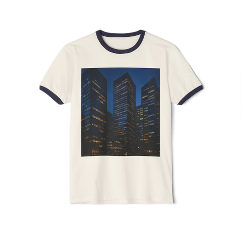 Glass Towers at Twilight - Unisex Cotton Ringer T-Shirt