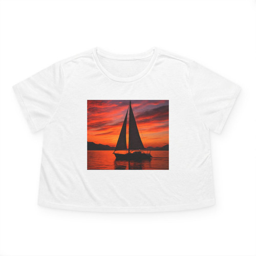 Sailing into Sunset - Women's Flowy Cropped Tee Sailing into Sunset - Women's Flowy Cropped Tee
