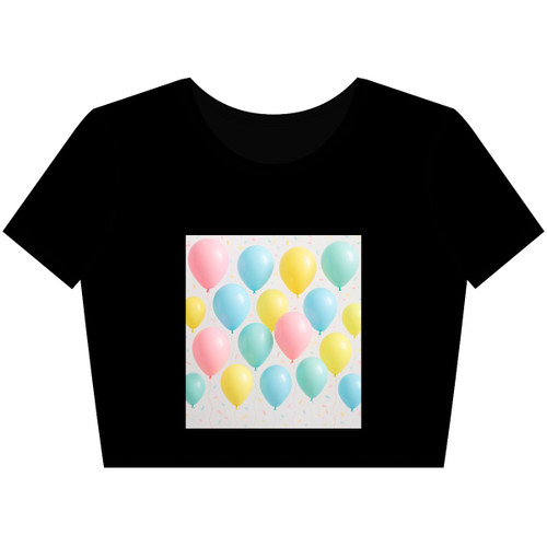Whimsical Balloon Bash - Women’s Poly-Cotton Crop Tee Whimsical Balloon Bash - Women’s Poly-Cotton Crop Tee