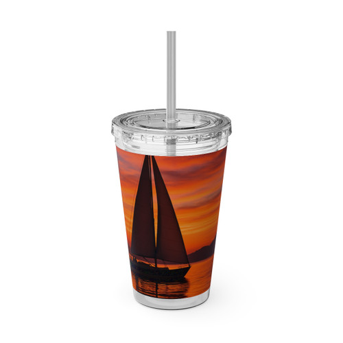 Sailing into Sunset - Sunsplash Tumbler with Straw, 16oz