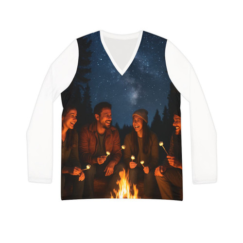 Whimsical Campfire Nights - Women's Long Sleeve V-neck Shirt (AOP) Whimsical Campfire Nights - Women's Long Sleeve V-neck Shirt (AOP)