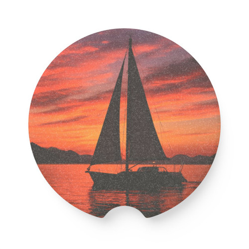 Sailing into Sunset - Soapstone Car Coaster