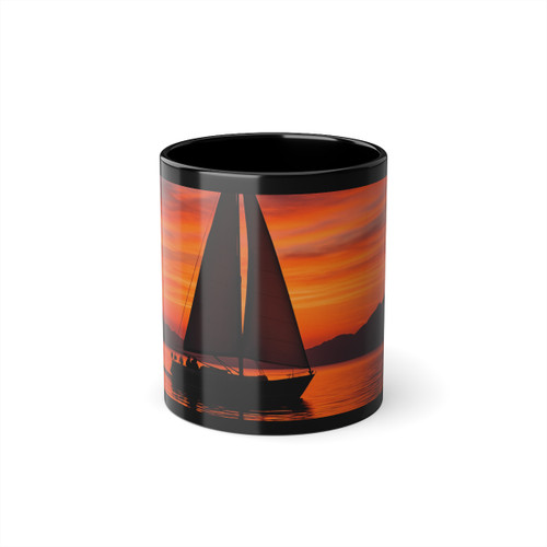 Sailing into Sunset - Black Coffee Cup, 11oz