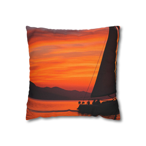 Sailing into Sunset - Spun Polyester Square Pillowcase