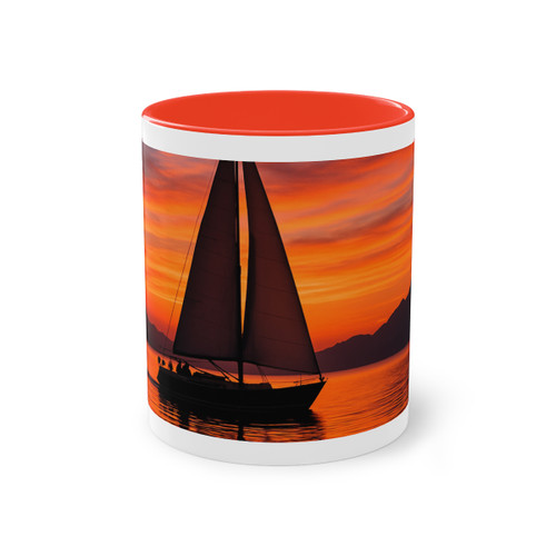 Sailing into Sunset - Two-Tone Coffee Mug, 11oz