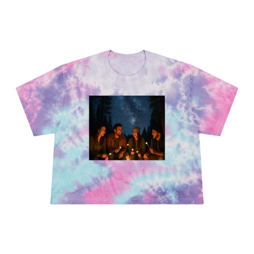 Whimsical Campfire Nights - Women's Tie-Dye Crop Tee Whimsical Campfire Nights - Women's Tie-Dye Crop Tee
