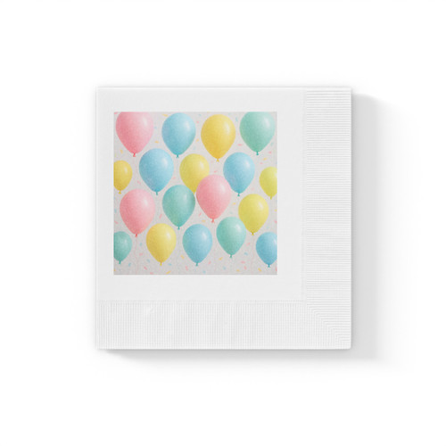 Whimsical Balloon Bash - White Coined Napkins