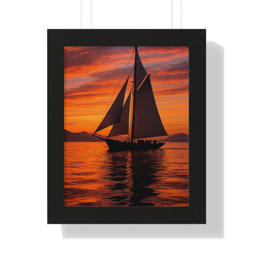 Sailing into Sunset - Framed Vertical Poster