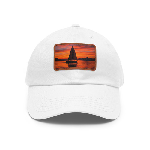 Sailing into Sunset - Dad Hat with Leather Patch (Rectangle)