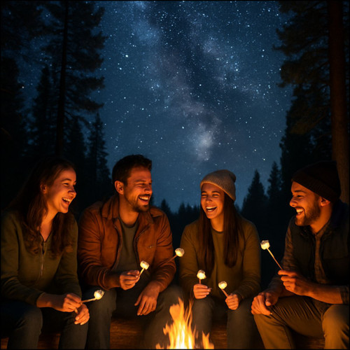 Whimsical Campfire Nights - Custom Cut Acrylic Ornament