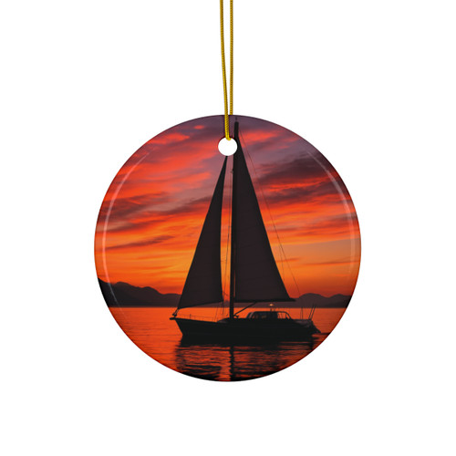 Sailing into Sunset - Ceramic Ornament, 4 Shapes