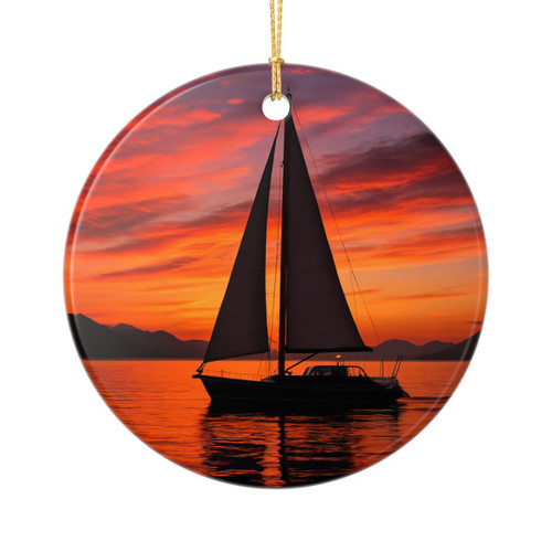 Sailing into Sunset - Ceramic Ornaments (2-Side Print)
