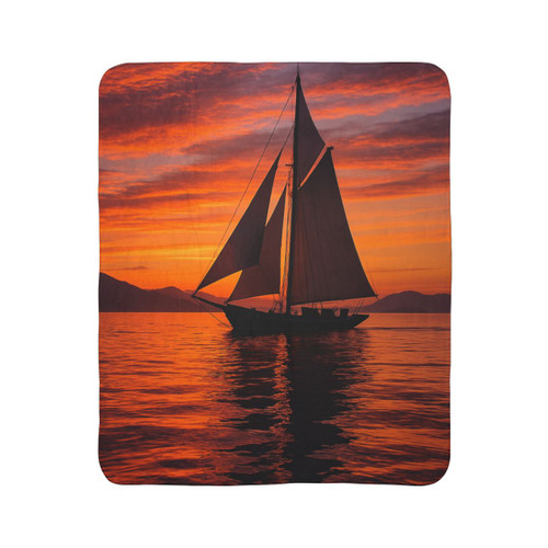 Sailing into Sunset - Fleece Sherpa Blanket