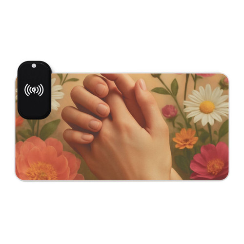 Heartfelt Connections - LED Gaming Mouse Pad, Wireless Charging
