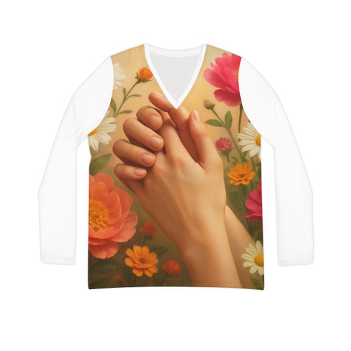 Heartfelt Connections - Women's Long Sleeve V-neck Shirt (AOP) Heartfelt Connections - Women's Long Sleeve V-neck Shirt (AOP)