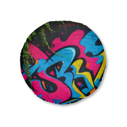 Urban Jungle Vibes - Tufted Floor Pillow, Round