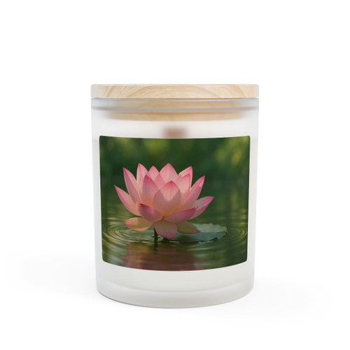 Tranquil Lotus - Frosted Glass Candle, 11oz