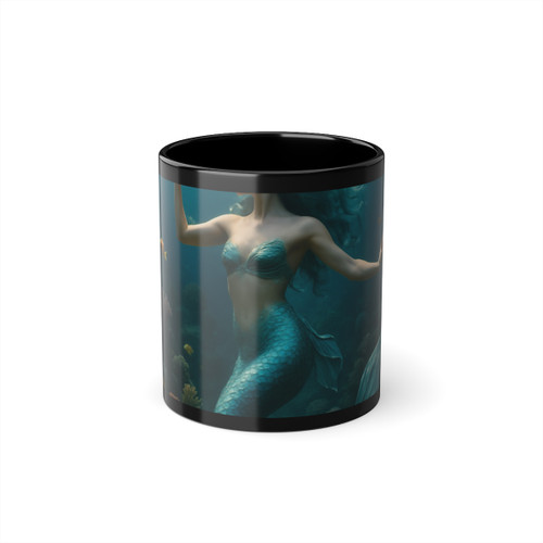 Mystical Ocean Dance - Black Coffee Cup, 11oz