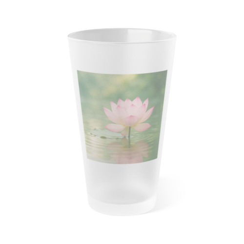 Tranquil Lotus - Frosted Pint Glass, 16oz