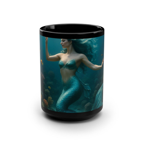 Mystical Ocean Dance - Black Mug, 15oz