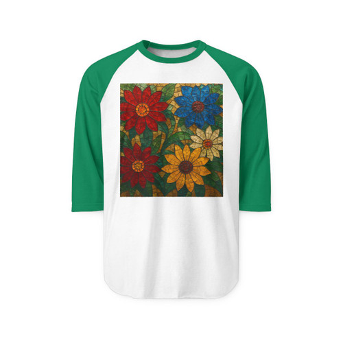 Nature's Mosaic Dance - Unisex Three-Quarter Sleeve Raglan Shirt