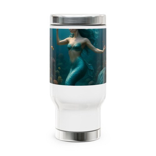 Mystical Ocean Dance - Stainless Steel Travel Mug with Handle, 14oz