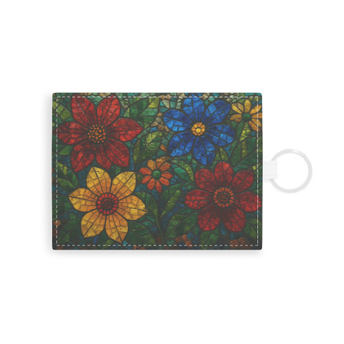 Nature's Mosaic Dance - Saffiano Leather Card Holder
