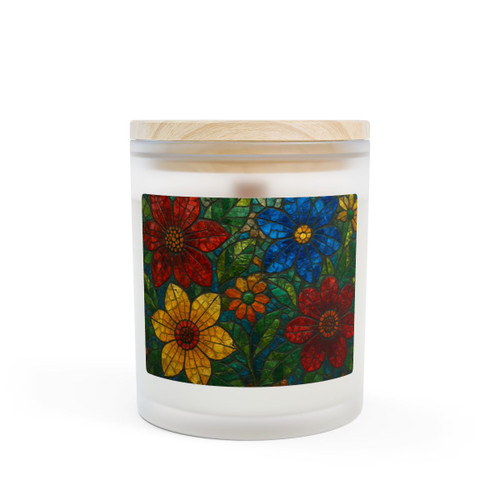 Nature's Mosaic Dance - Frosted Glass Candle, 11oz
