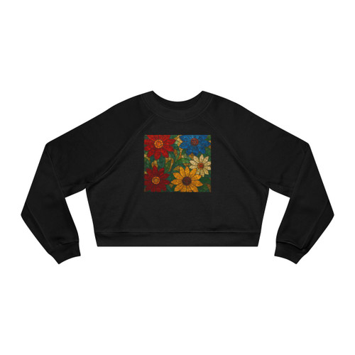Nature's Mosaic Dance - Women's Cropped Fleece Pullover