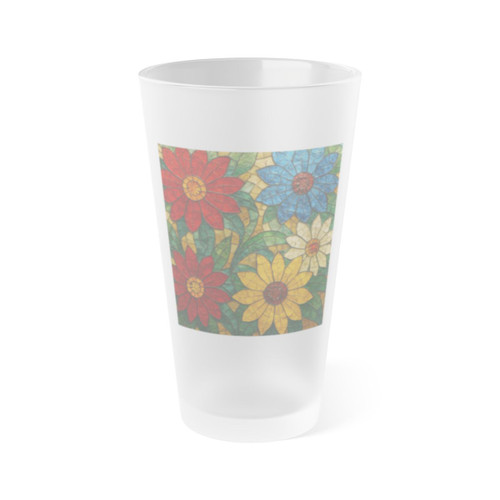 Nature's Mosaic Dance - Frosted Pint Glass, 16oz