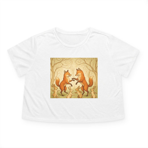 Whimsical Forest Dance - Women's Flowy Cropped Tee