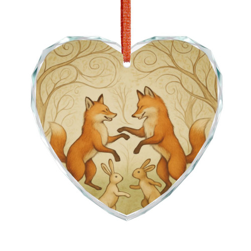 Whimsical Forest Dance - Crystal Glass Ornament