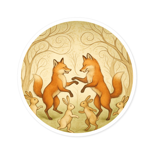 Whimsical Forest Dance - Round Stickers, Indoor\Outdoor